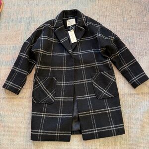 Rylee & Cru Girl's Wool Blend Window Pane Pea Coat Size 6/7